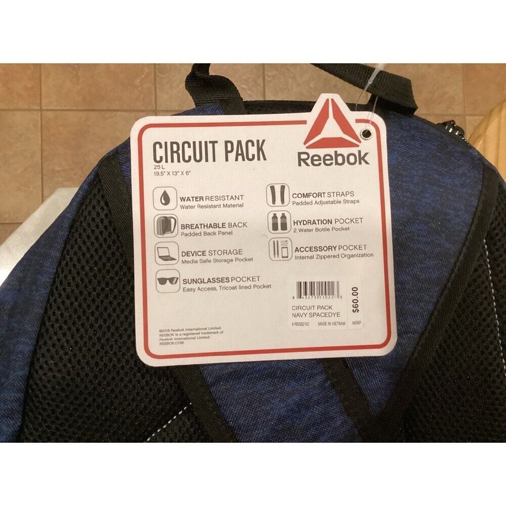 Reebok Circuit Pack Backpack Gym School Travel Bag Heather Blue - Picture 7 of 7